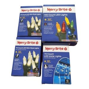 Lot of 4 MERRY BRITE 70 COUNT MINI Indoor & Outdoor COLORED LIGHTS Multi Bulb